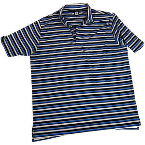 FOOTJOY FJ Shirt Mens 2XL Golf‎ Polo Short Sleeve Blue Black White Stripes